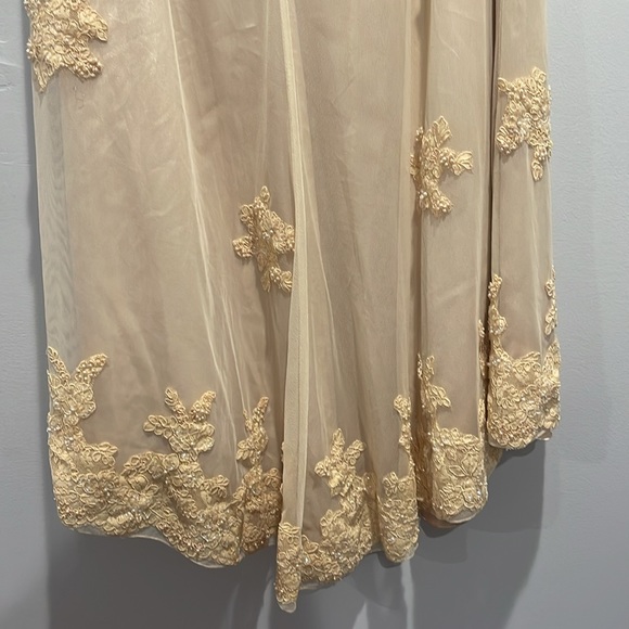 BNWT Stunning beaded sequined champagne Jovani high waisted long train skirt - Picture 7 of 8